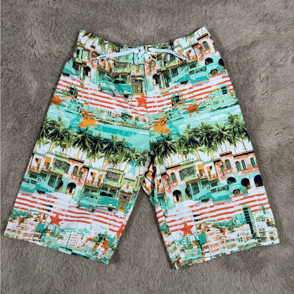 Red Camel Green and Orange Board Shorts Vibrant Swimwear boys large